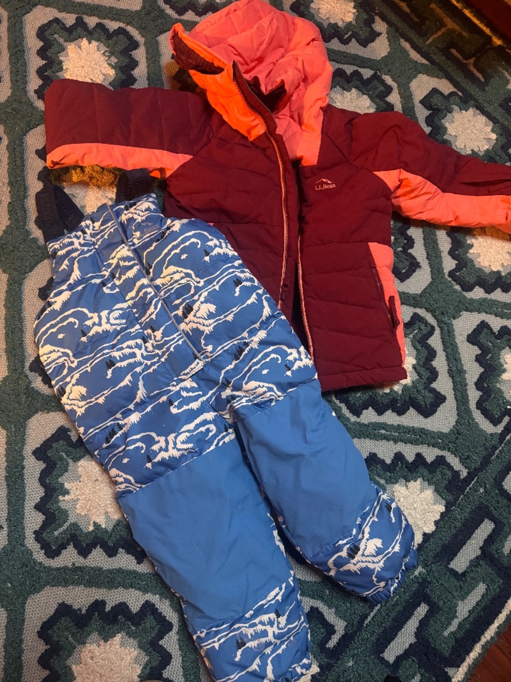 Winter kids bundle LL Bean Summit jacket with LL bean goose down Snow Bibs  Jack